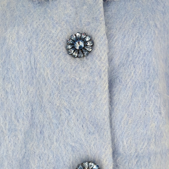 Kate Spade Wild Ones Faux Fur Trim Coat Icy Blue Coat Jacket Size 2 - Picture 6 of 12